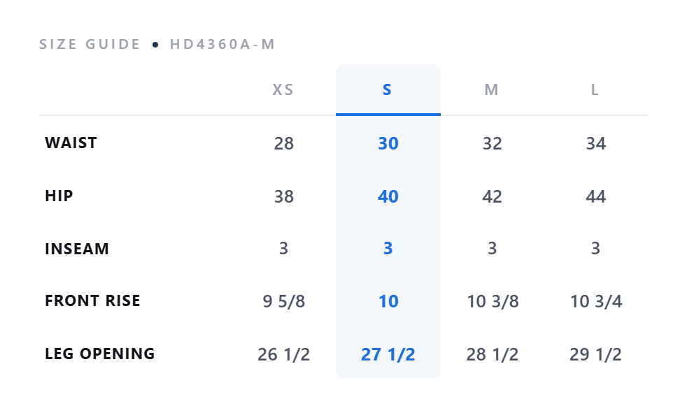 HD4360A-M size chart
